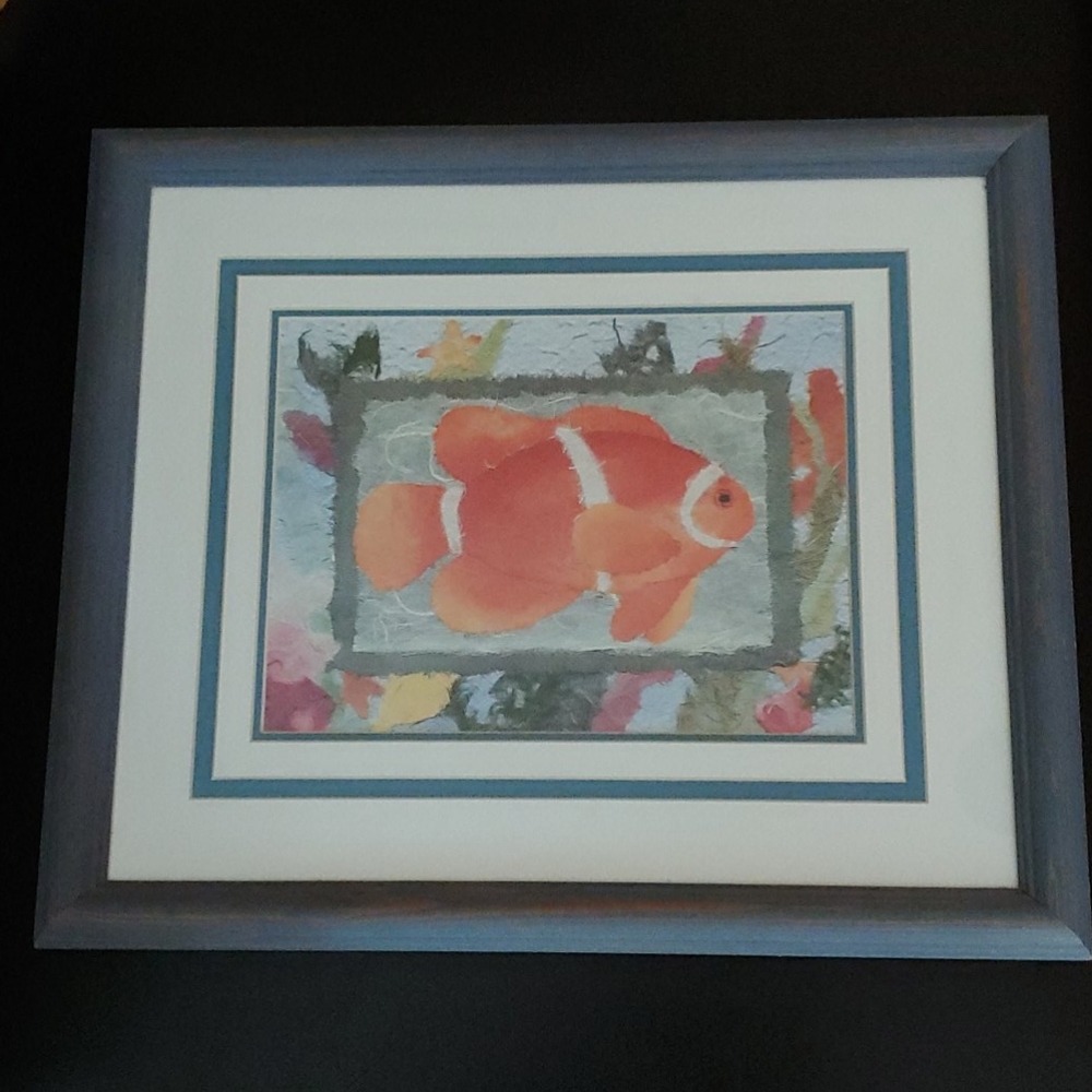 Vintage Framed Clownfish Print by Linn Done